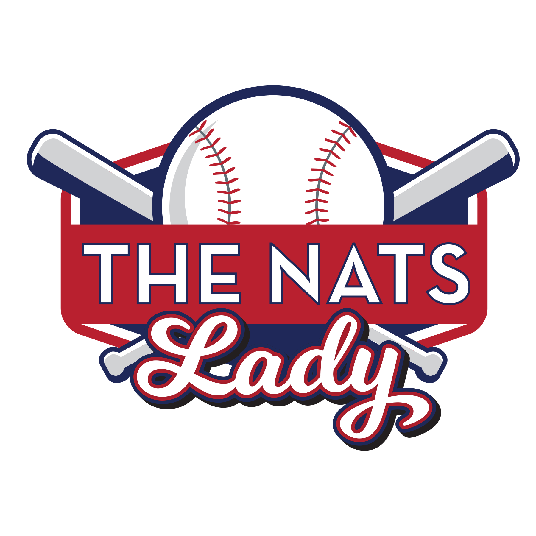 The NATS Lady logo of two bats over a baseball.